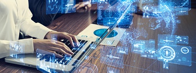 Woman working on a computer